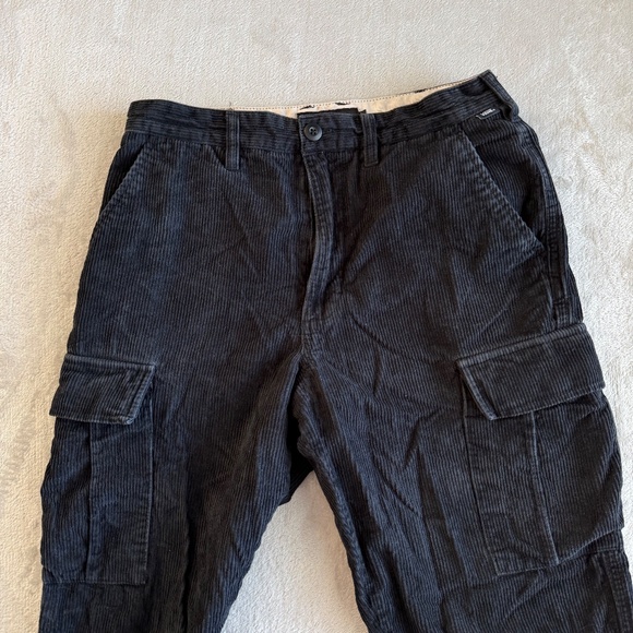 Vans Mens Corduroy Cargo Pants Loose Tapered Fit Size 29x29 Black Skater Y2K - Picture 8 of 11